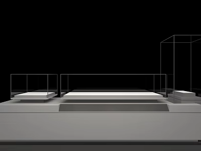 Minimalist Display Shelves And Showcases With Open Frames And Multiple Platforms 3d model