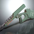 Green Mechanical Weapon with Vintage Design Metal Components and Structure 3d model