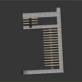 Architectural 3D Model With Textured Wall Brown Platform And Staircase Design