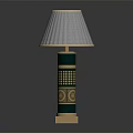 Classical Interior Table Lamps With Green Base Golden Decoration And Cream Gray Lampshades