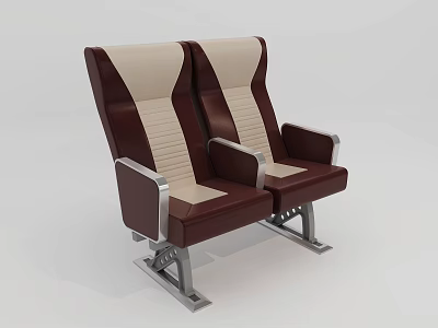 Modern Brown and Beige Leisure Chairs with Metallic Armrests and Striped Backrests 3d model