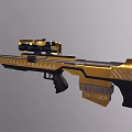 Gold and Black Tactical Sniper Rifle With Scope And Patterned Design 3d model