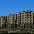 Modern Residential Building Exterior With Beige Brown Color Green Roof And Surrounding Greenery