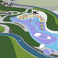 Park Landscape Design With Winding Paths Green Spaces And Water Features 3d model