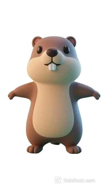 Cute Brown and Beige Cartoon Game Movie Character With Open Arms and Friendly Expression 3d model 