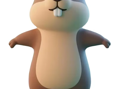 Cute Brown and Beige Cartoon Game Movie Character With Open Arms and Friendly Expression 3d model