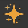 Modern Yellow Star Shaped Decorative Ornament Set With Geometric Pieces And Shiny Reflections