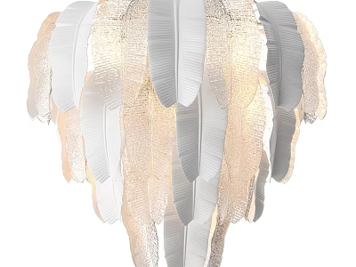 Elegant Modern Chandelier With Layered Feather Like Leaves And Transparent Material 3d model