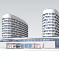 Modern Curved Multi Storey Building Exterior Design With Glass Curtain Wall And Large Windows