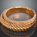 Elegant Shiny Gold Braided Ring With Intricate Texture For Daily Accessory