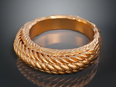 Elegant Shiny Gold Braided Ring With Intricate Texture For Daily Accessory 3d model