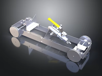 Industrial Mechanical Equipment With Metal Frame Wheels And Yellow Component 3d model