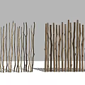 Natural Wooden Stick Fence Structures With Irregular And Regular Arrangements