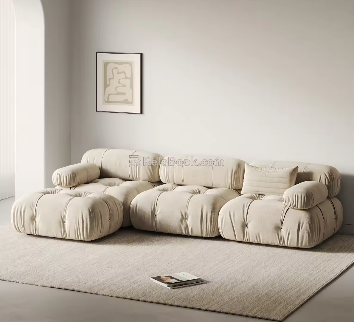 Modern Mario Multiplayer Sofa Mario Sofa Multiplayer Sofa Cream Style Middle Ancient Fabric 3d model