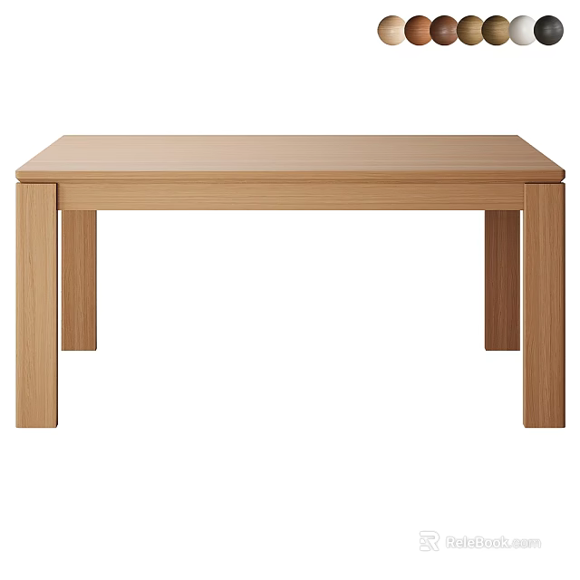 Light Wood Dining Table With Simple Design Rectangular Top And Sturdy Legs 3d model 