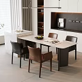 Elegant Modern Dining Table Set With Four Chairs Marble Top In Open Kitchen Interior