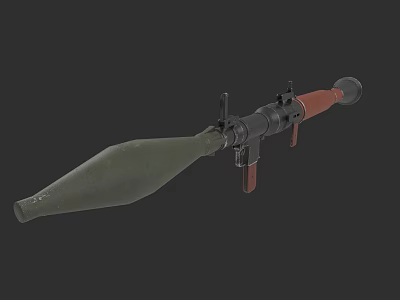Green Rocket Launcher Weapon With Wooden Grip And Metal Barrel 3d model