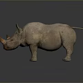 Decorative Realistic Brown Rhinoceros Sculpture With Detailed Texture And Shiny Base
