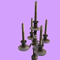 Classic Metal Candelabra With Five Arms And Unlit Candles On Purple Background