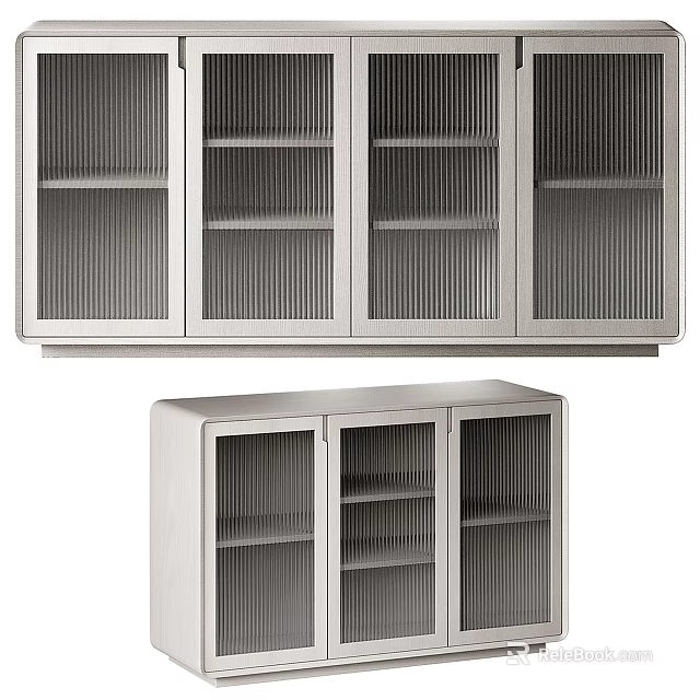 Modern Minimalist Entryway Cabinet And Side Cabinet With Glass Doors And Lattice Design 3d model 