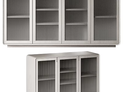 Modern Minimalist Entryway Cabinet And Side Cabinet With Glass Doors And Lattice Design 3d model