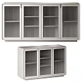 Modern Minimalist Entryway Cabinet And Side Cabinet With Glass Doors And Lattice Design
