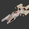 White and Red Cosmic Spaceship Model with Multiple Thrusters and Aerodynamic Structure 3d model