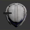 Advanced Sci Fi Combat Weapon Helmet With White Body Blue Accents And Antenna