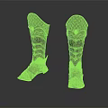 Metallic Armor Inspired Boots Featuring Intricate Carvings And Textured Surface Design