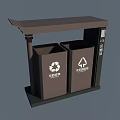 Public Facility Roofed Classified Trash Bin With Recyclable And Non Recyclable Symbols