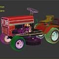 Red Agricultural Tractor With Compact Design For Efficient Mowing And Steering Wheel Seat