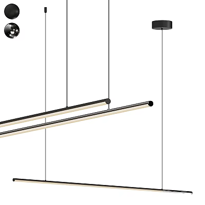 Modern Black Linear Pendant Light With Sleek Hanging Design And LED Lighting 3d model