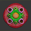 Colorful Decorative Plant With Pink Base Green Stem And Yellow Top Decorative Structure