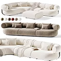 Modern Casual Sofa Set with Ottoman Pillows and Throw Blankets in Multiple Colors 3d model