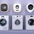 Different Types Of Modern Washing Machines With White Exterior And Sleek Design