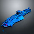 Futuristic Blue Spacecraft Model With Neon Lights And Streamlined Structure For Space Exploration 3d model