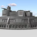 Futuristic Gray Industrial Circular Base Structure With Multi Level Platforms And Equipment 3d model