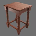 Classic Wooden Side Table With Square Top Carved Legs And Cross Support Base