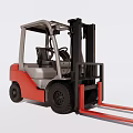 Red And Gray Industrial Forklift Heavy Duty Material Handling Equipment With Lifting Forks