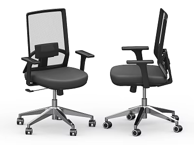 Modern Ergonomic Office Chair With Mesh Back Black Seat And Swivel Casters 3d model