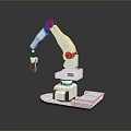 Game and Movie Character Robotic Arm 3D Model With White Design Black Joints KUKA Logo