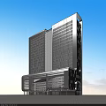 Modern High Rise Office Building With Glass Curtain Wall And Blue Sky Background Design