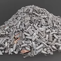 Large Pile Of Gray Broken Concrete Rubble With Various Sizes And Shapes