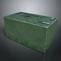 Military Green Cube Shaped Weapon With Central Opening And Metal Components