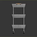 Practical Three Tier Metal Storage Cart With Orange Handles And Rolling Wheels