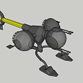 Black And Yellow Mechanical Device With Arm Tool And Component Structure 3d model