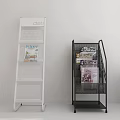 White and Black Grid Design Display Shelves with Magazines in Modern Room