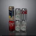 Assorted Beverage Cans Collection Featuring Coke Sprite And Gin Tonic With Lemon Slice