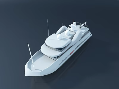 Elegant White Wooden Boat With Sleek Hull And Deck Design On Dark Water Surface 3d model