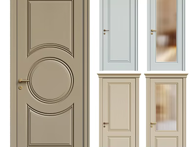 Stylish Swing Door Designs With Beige Light Blue Colors And Glass Panel Details 3d model